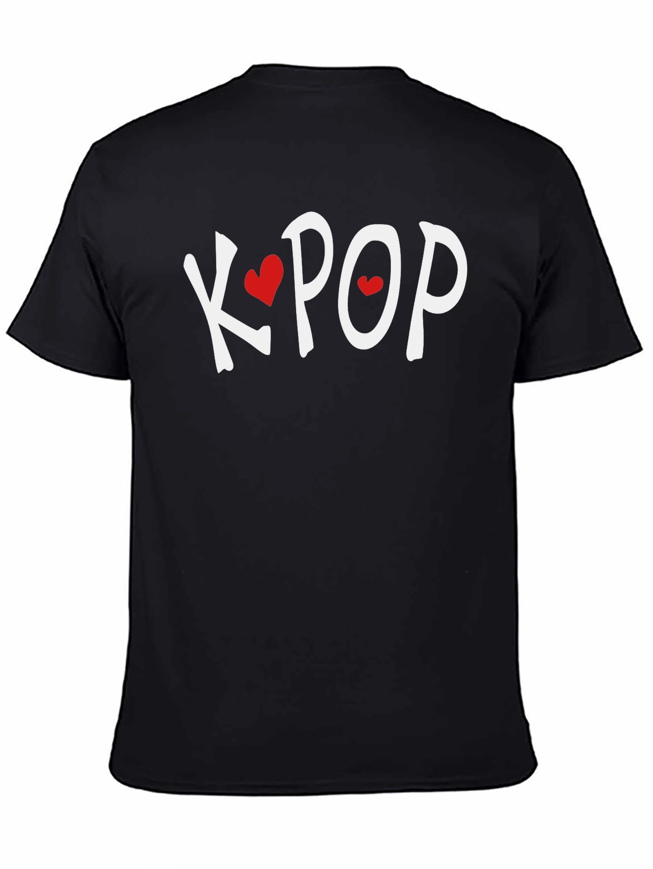 K-Pop Heart Graphic Black T-Shirt
