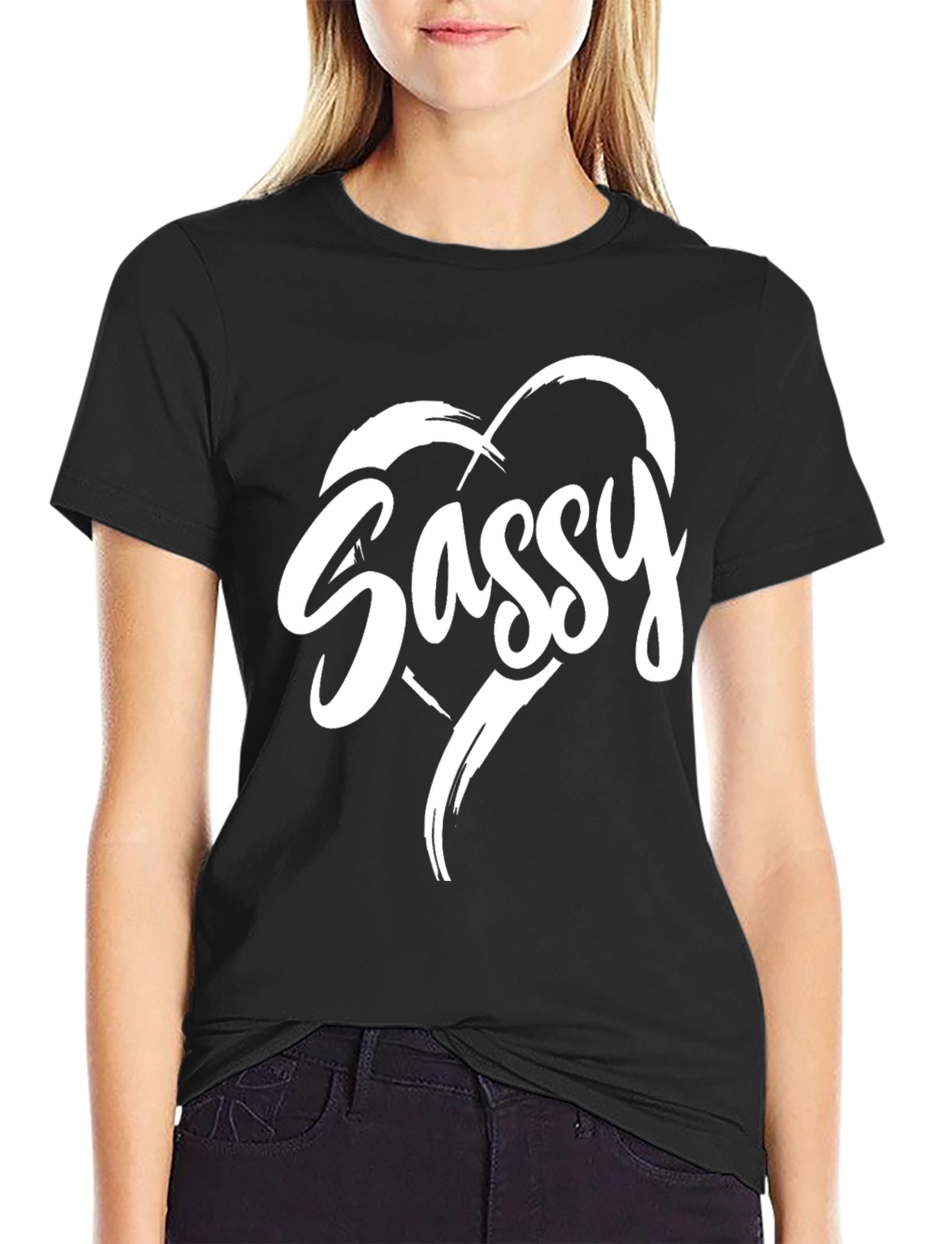 Sassy Heart Graphic Tee - Stylish Black T-Shirt