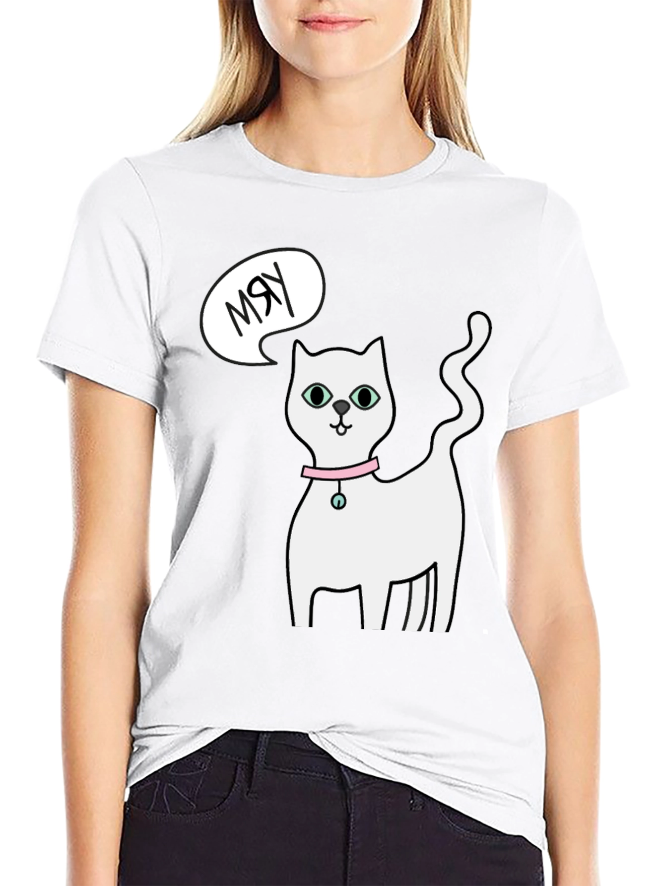 Funny Cat Meow T-Shirt - Cute Cartoon Kitten