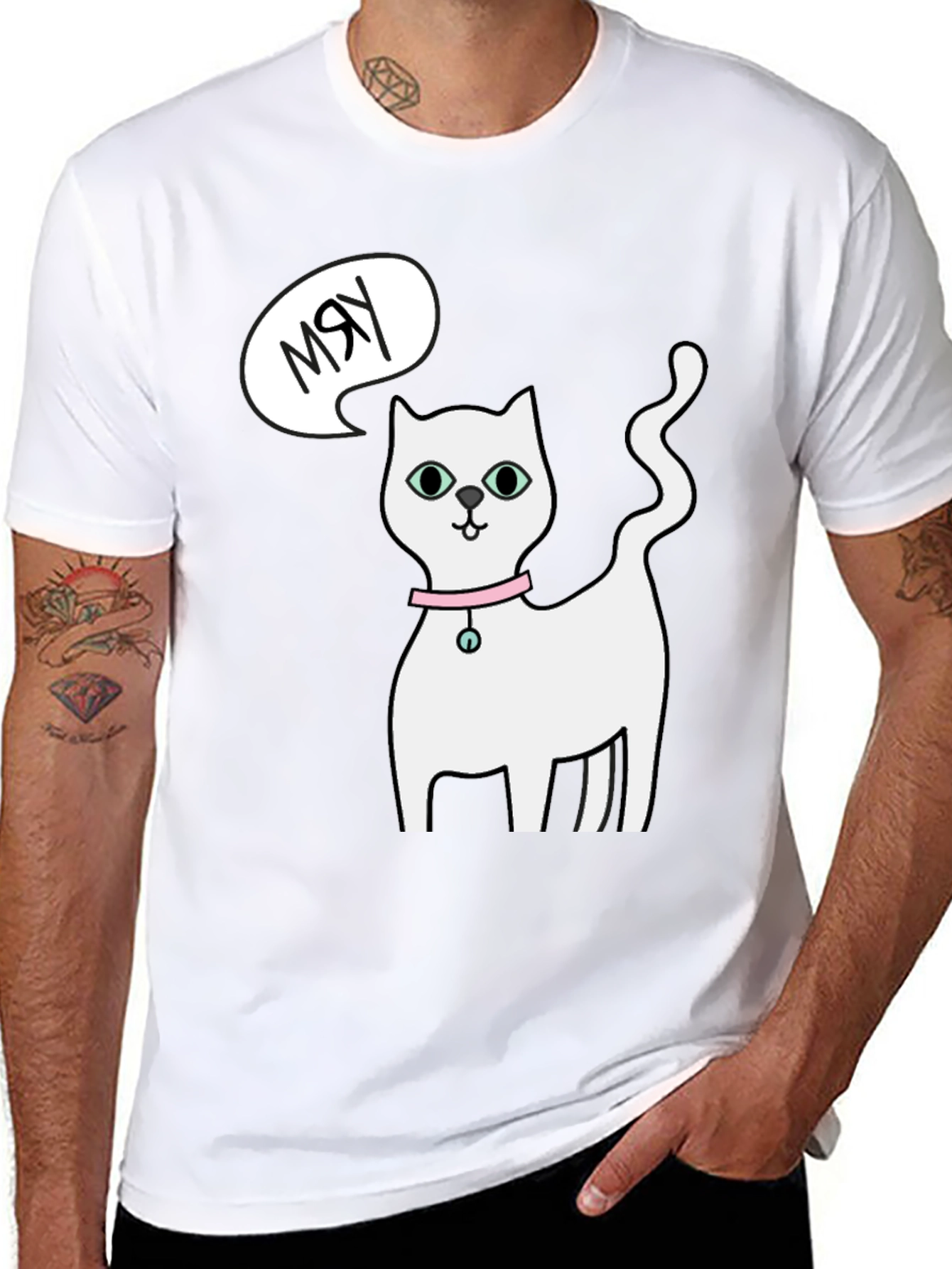 Funny Cat Meow T-Shirt - Cute Cartoon Kitten