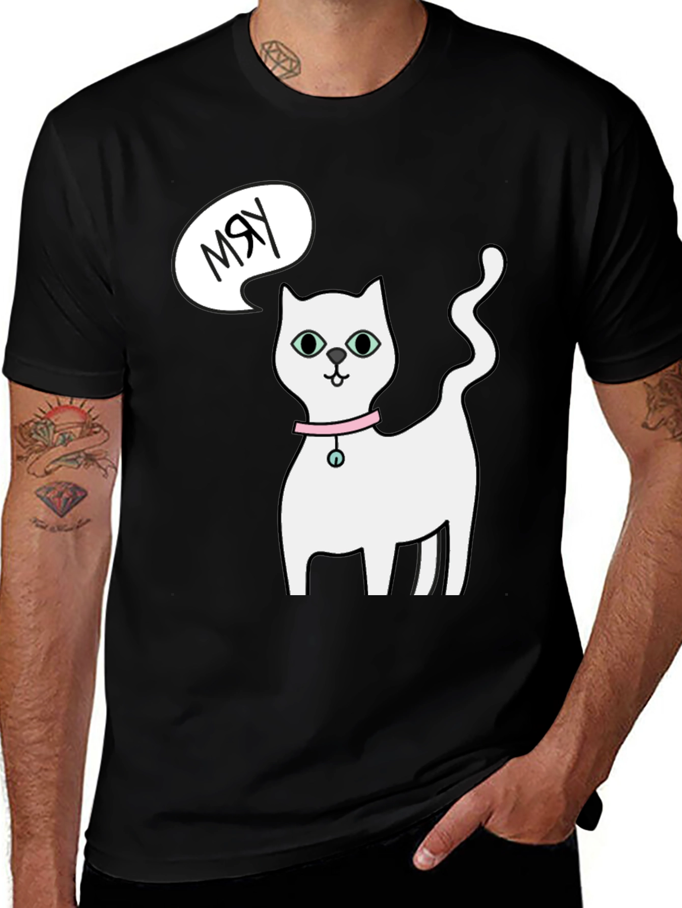 Funny Cat Meow T-Shirt - Cute Cartoon Kitten