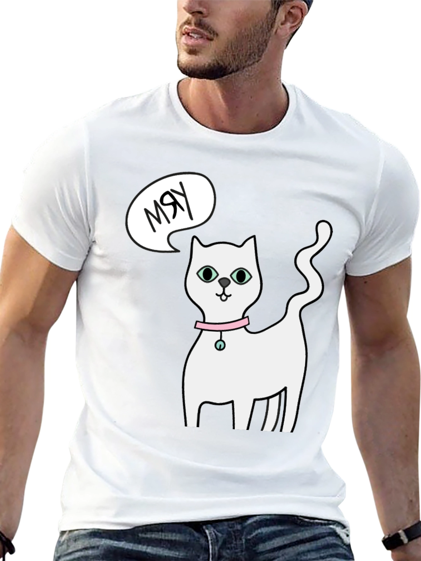 Funny Cat Meow T-Shirt - Cute Cartoon Kitten
