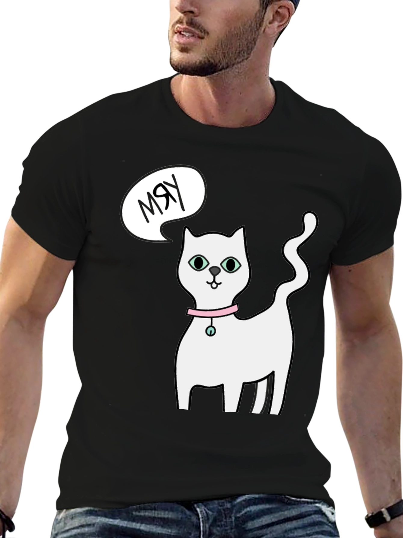 Funny Cat Meow T-Shirt - Cute Cartoon Kitten