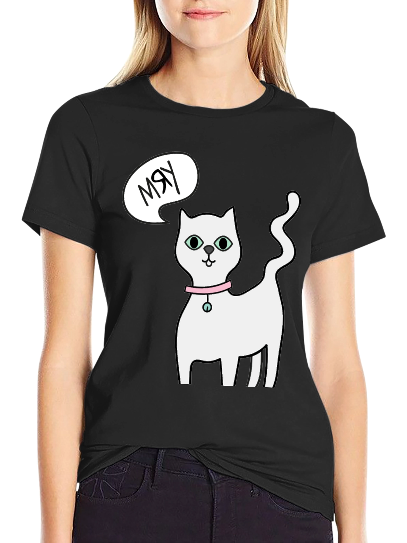 Funny Cat Meow T-Shirt - Cute Cartoon Kitten