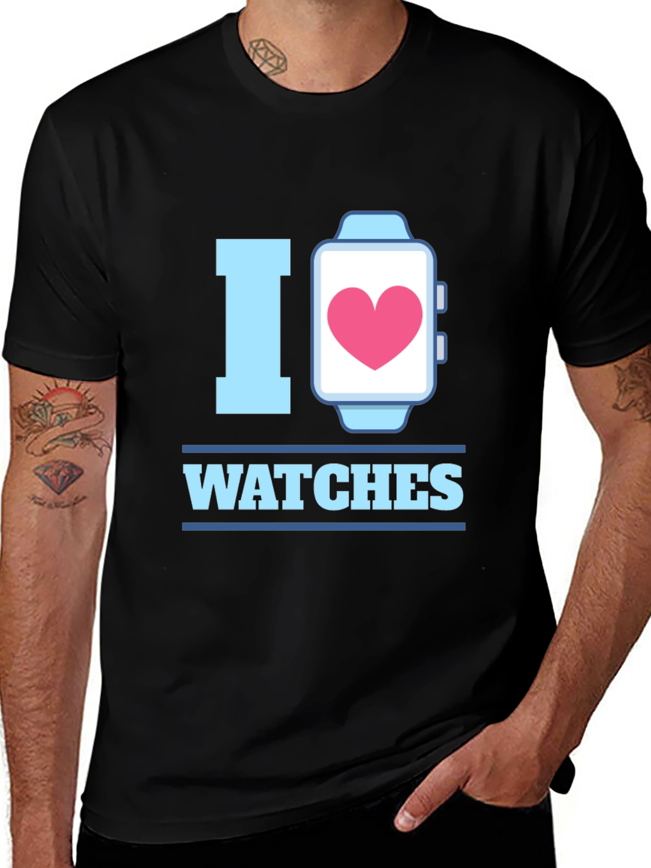 I Heart Watches Graphic T-Shirt - Black Cotton Tee