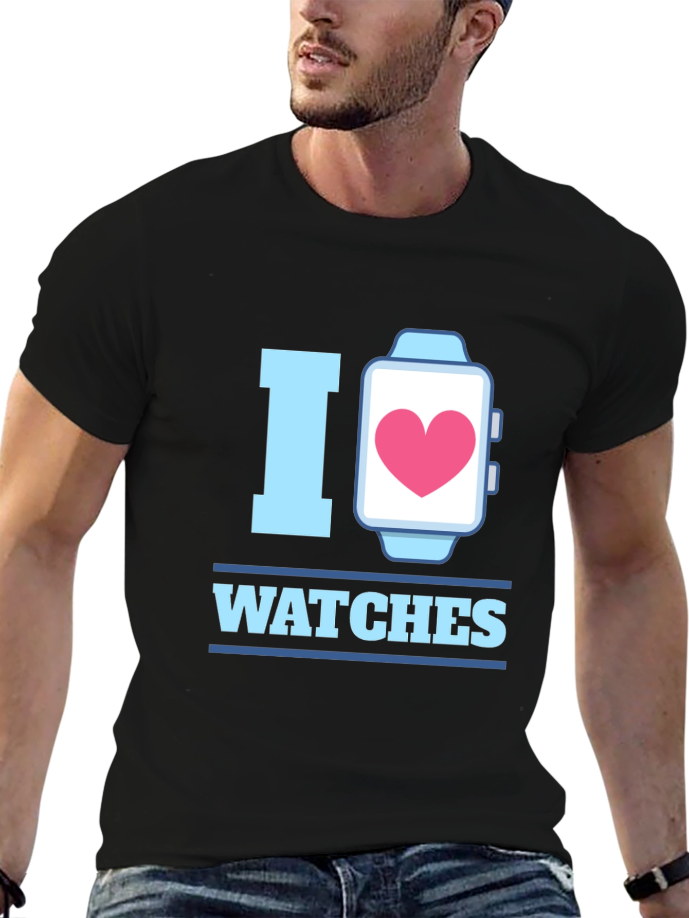 I Heart Watches Graphic T-Shirt - Black Cotton Tee