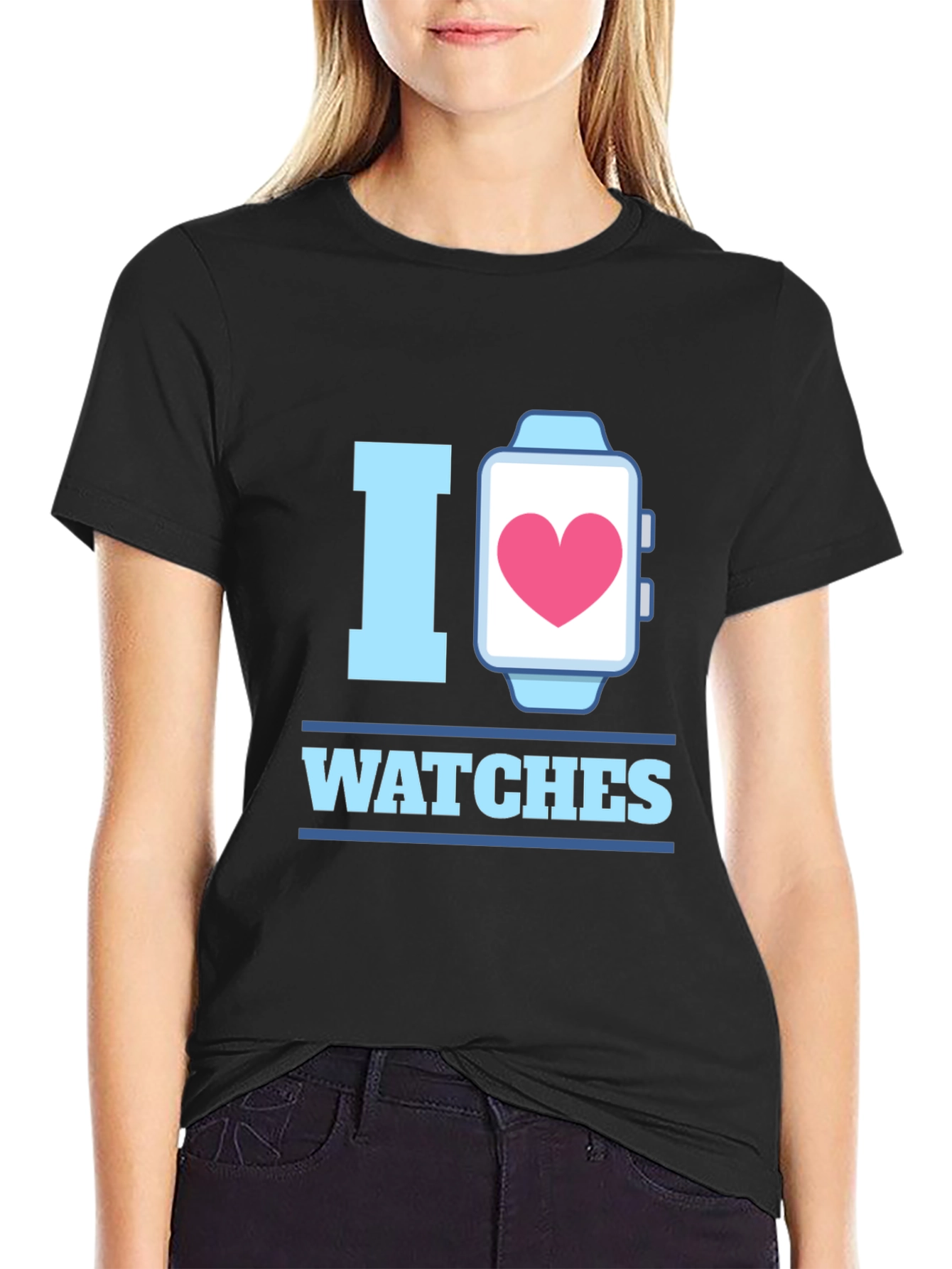 I Heart Watches Graphic T-Shirt - Black Cotton Tee