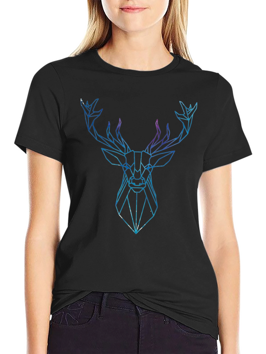 Geometric Deer Graphic Tee - Modern Animal Print Shirt