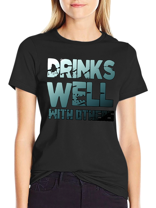 Drinks Well With Others Graphic Tee - Black Cotton Blend