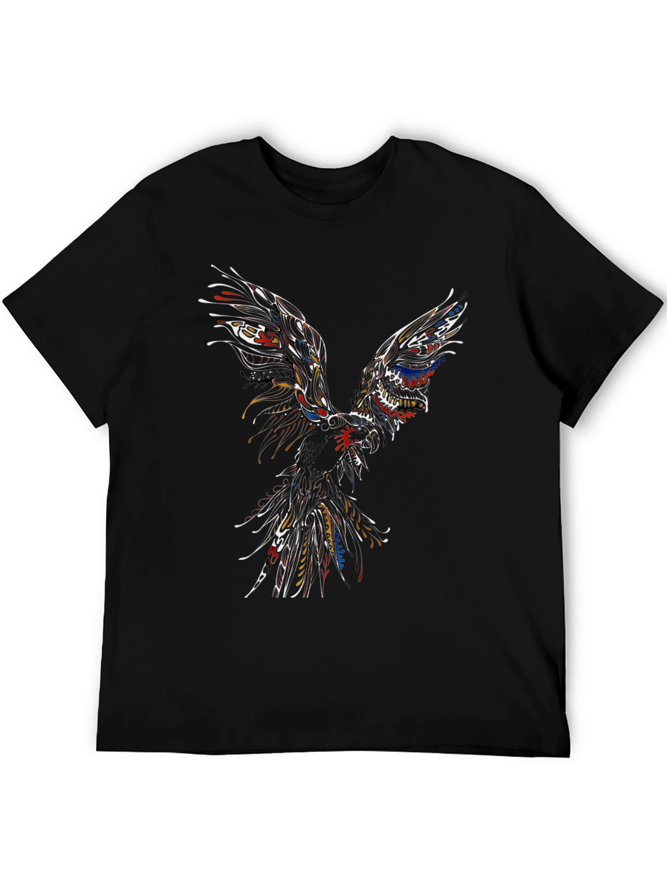 Abstract Phoenix Graphic Mens Black T-Shirt