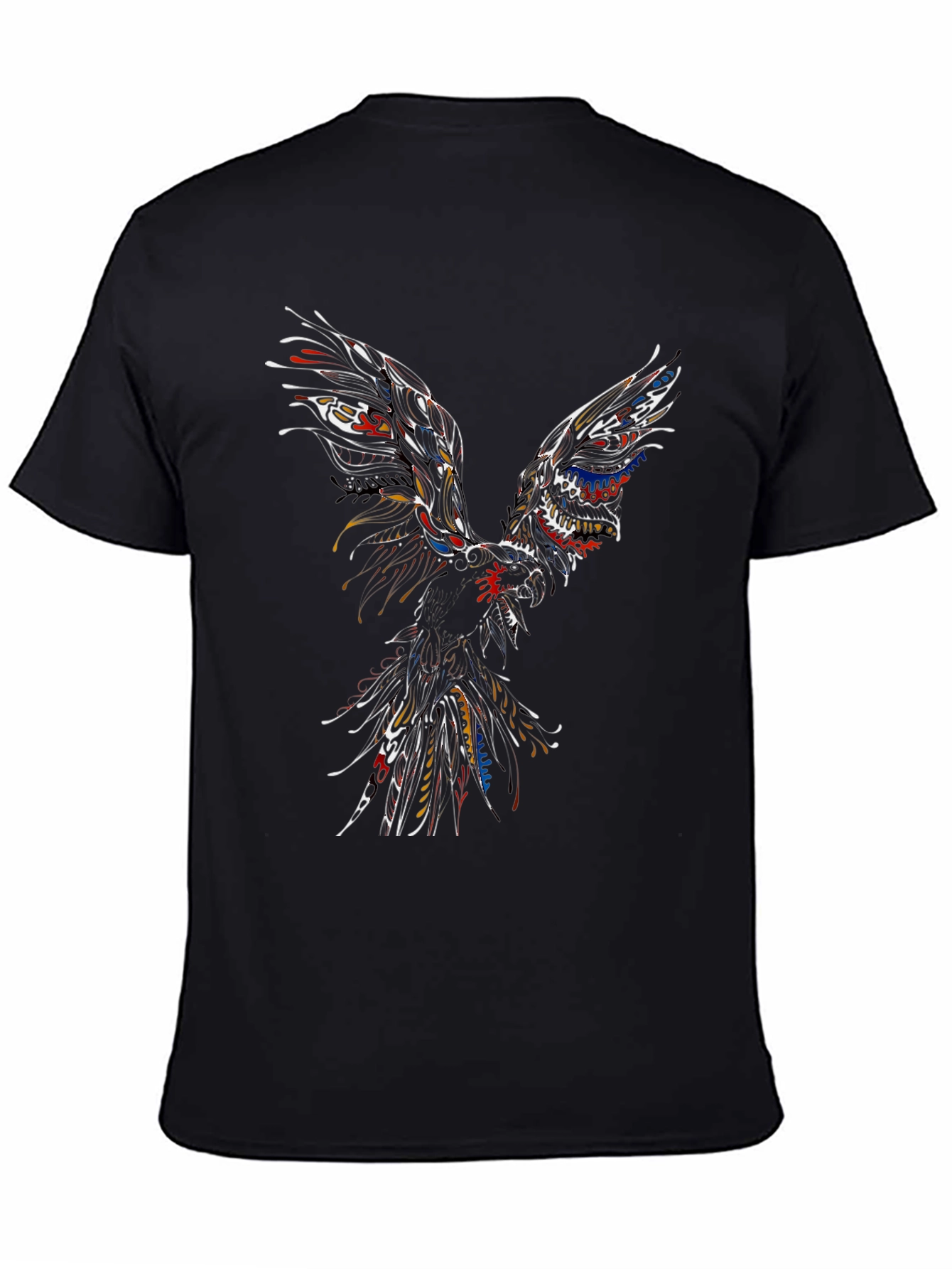 Abstract Phoenix Graphic Mens Black T-Shirt