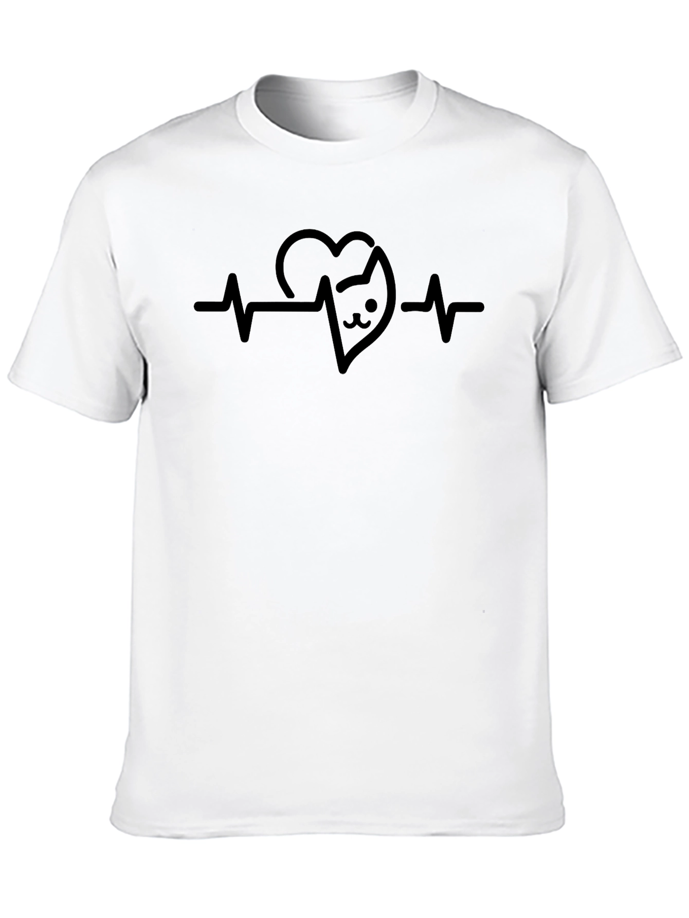 Cat Heartbeat T-Shirt - Unisex Black Tee