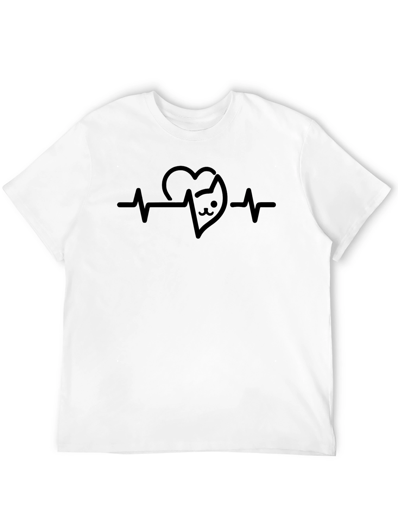 Cat Heartbeat T-Shirt - Unisex Black Tee