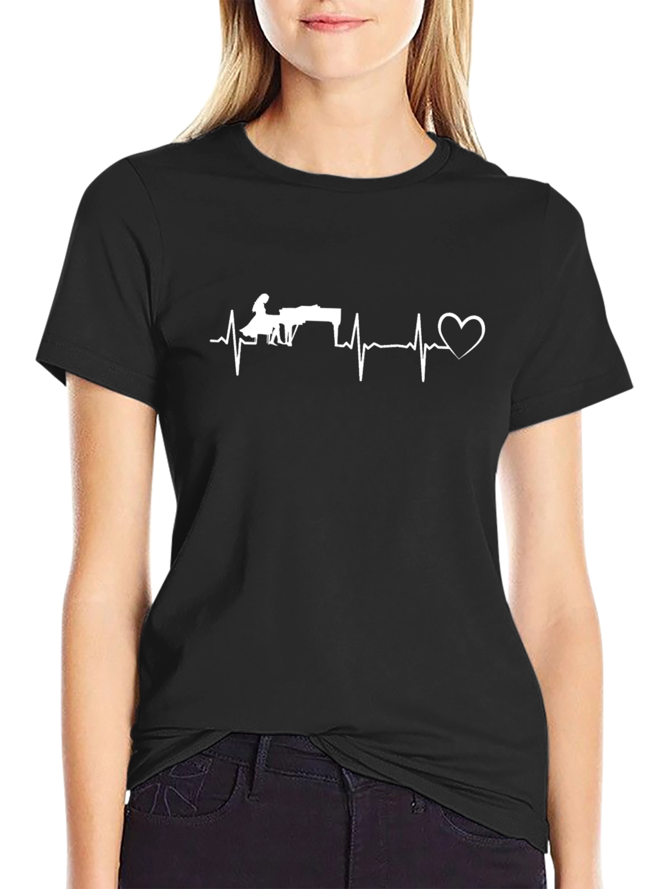 Piano Heartbeat T-Shirt - Musician Love