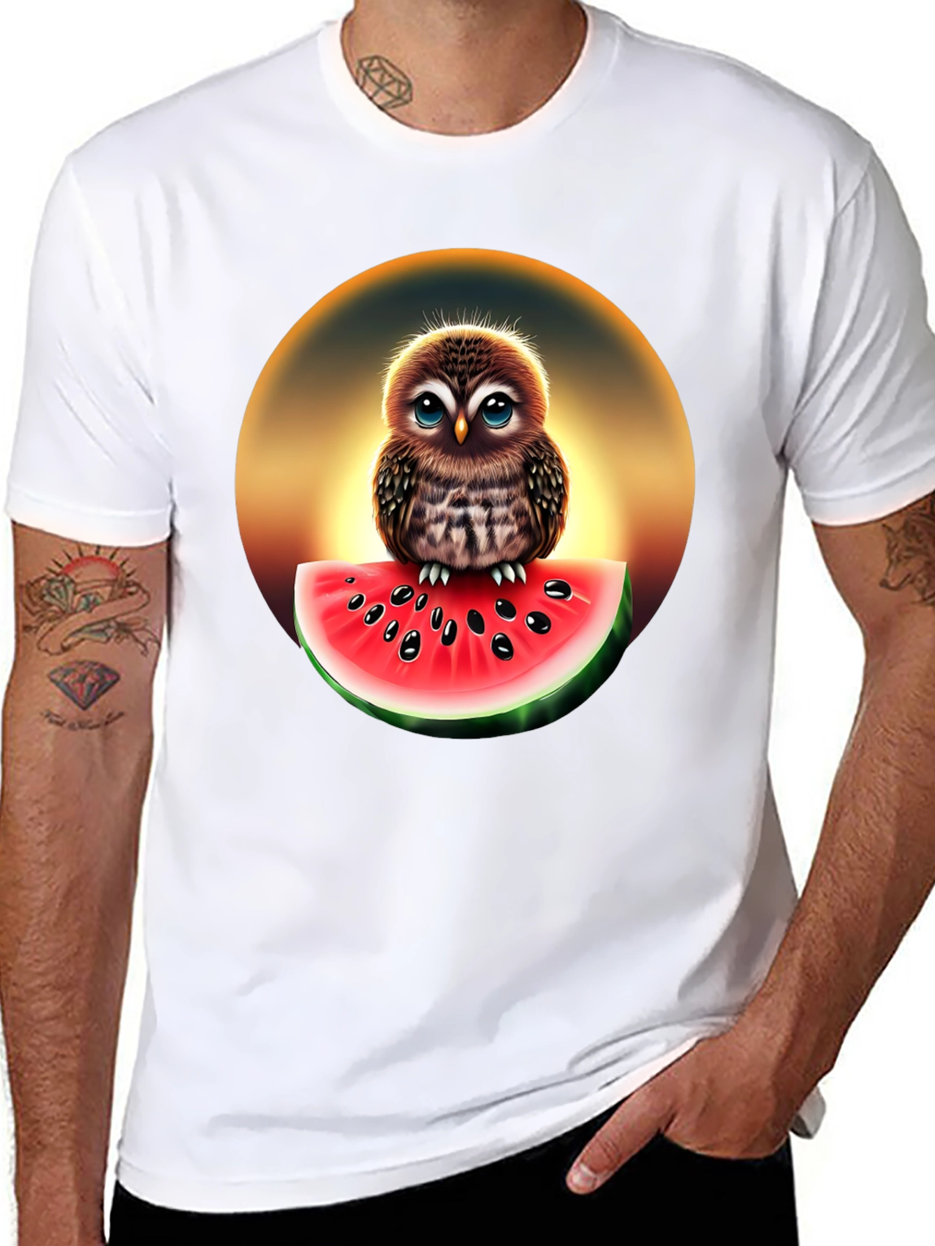 Owl Watermelon Graphic T-Shirt - Unisex