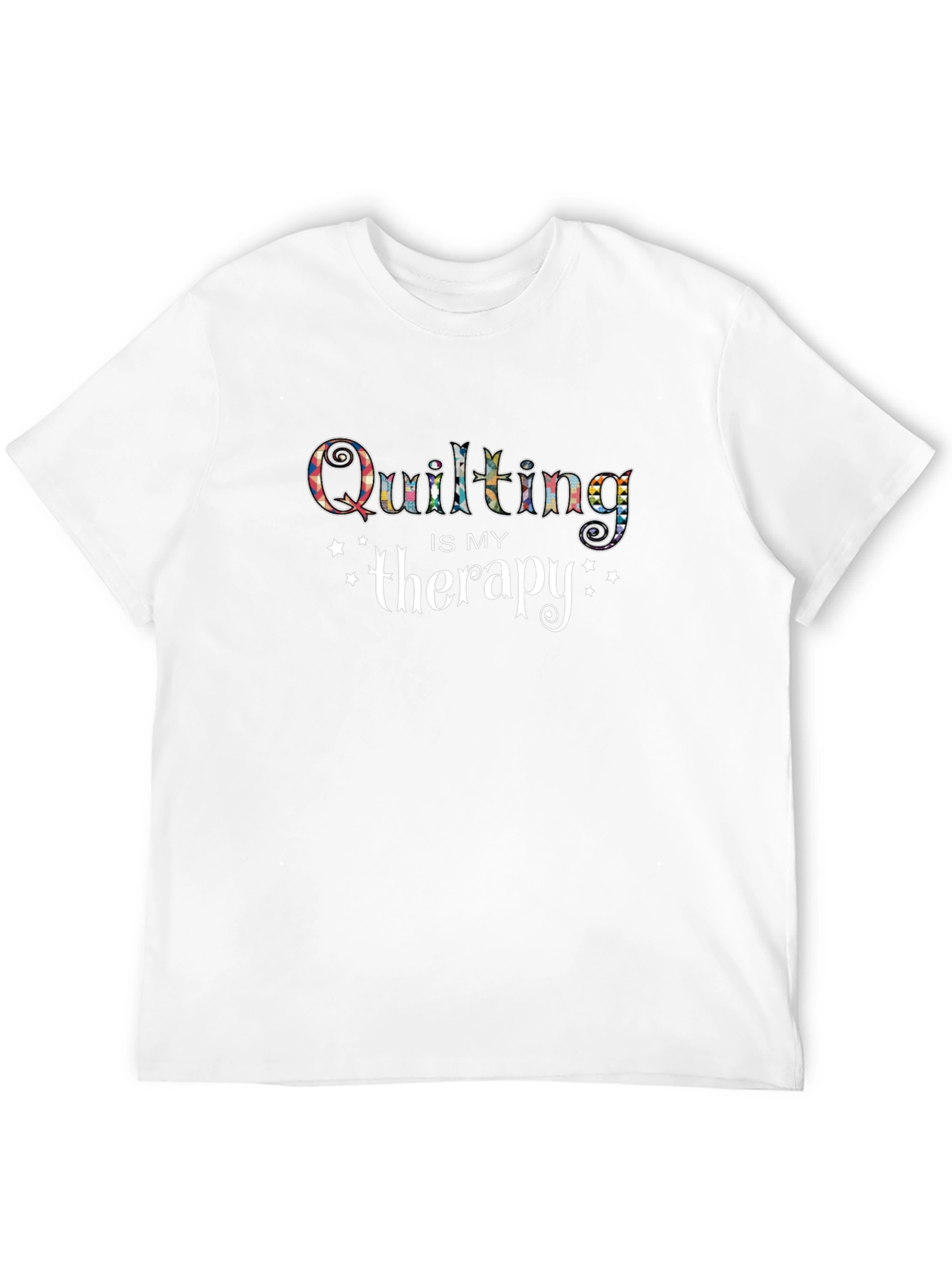 Quilting is My Therapy T-Shirt - Black Crew Neck