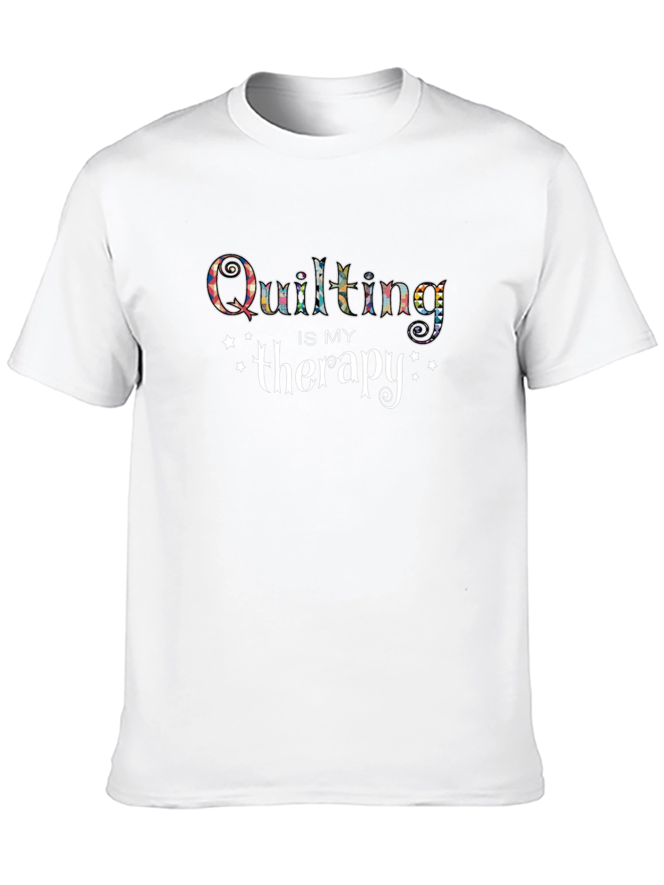 Quilting is My Therapy T-Shirt - Black Crew Neck