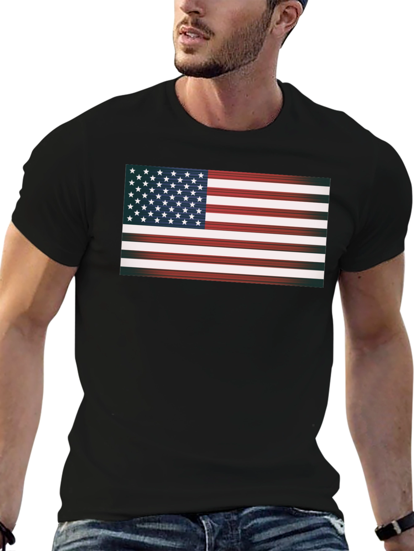 American Flag Graphic Black T-Shirt