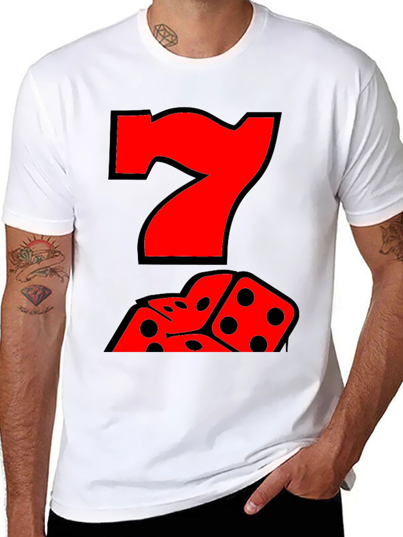 Lucky Number 7 Dice Graphic T-Shirt