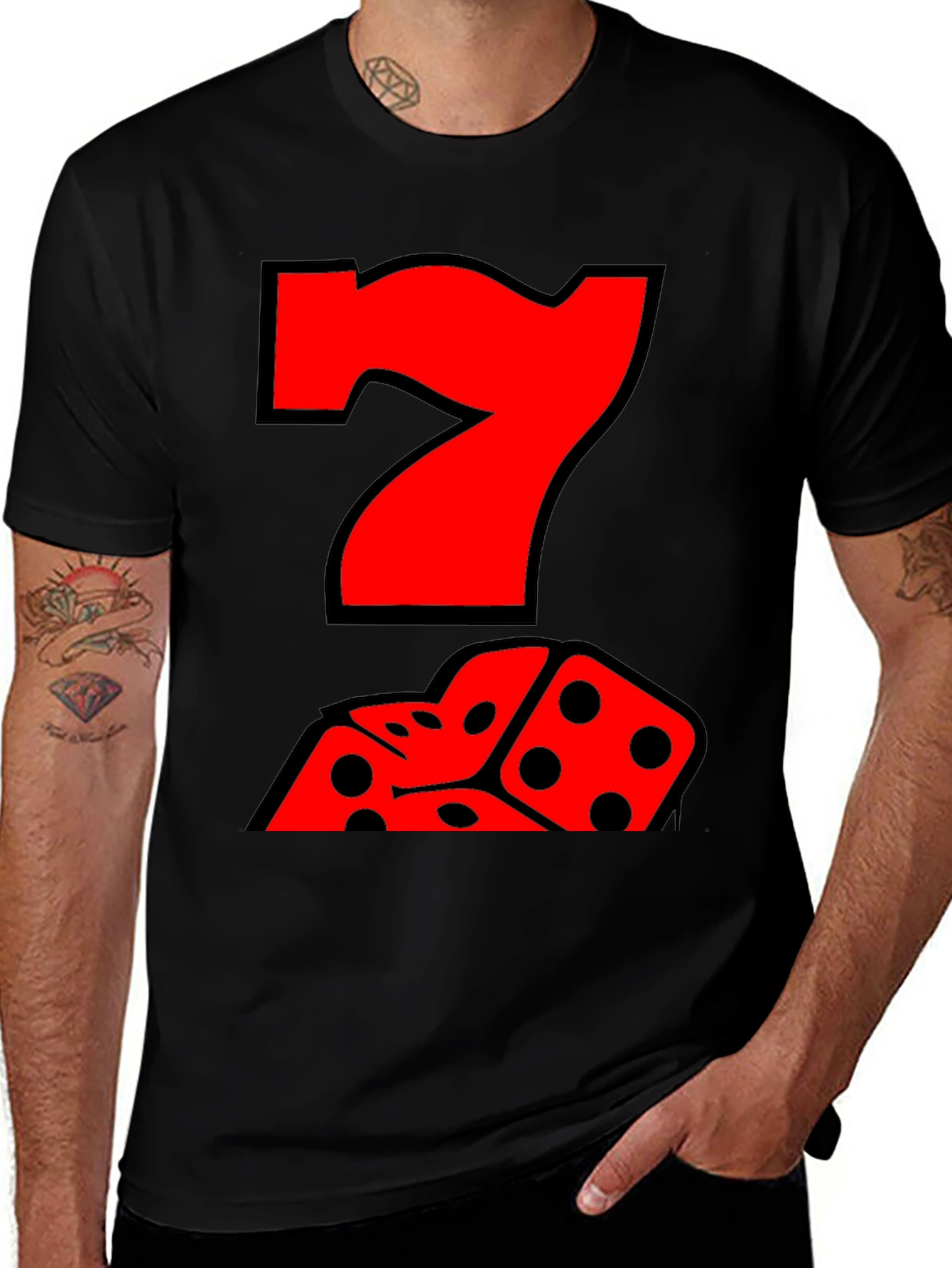 Lucky Number 7 Dice Graphic T-Shirt
