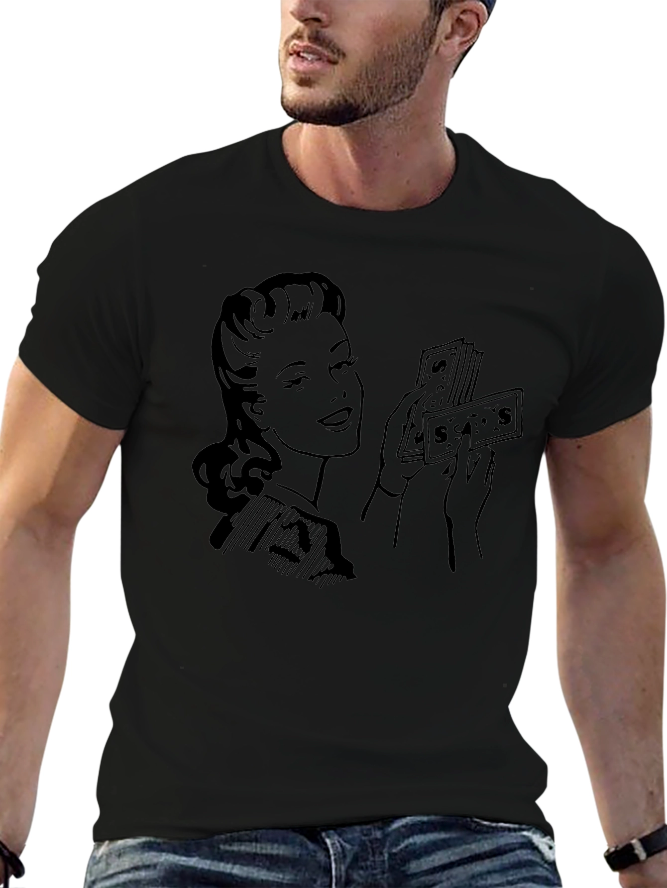 Retro Woman with Money Graphic Tee