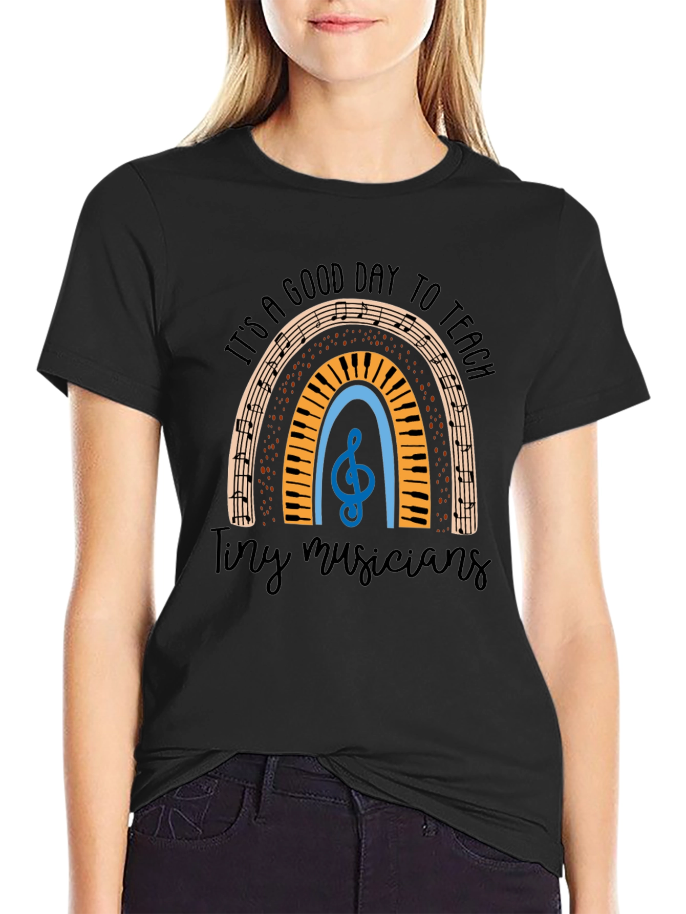 Music Teacher Rainbow Graphic Tee