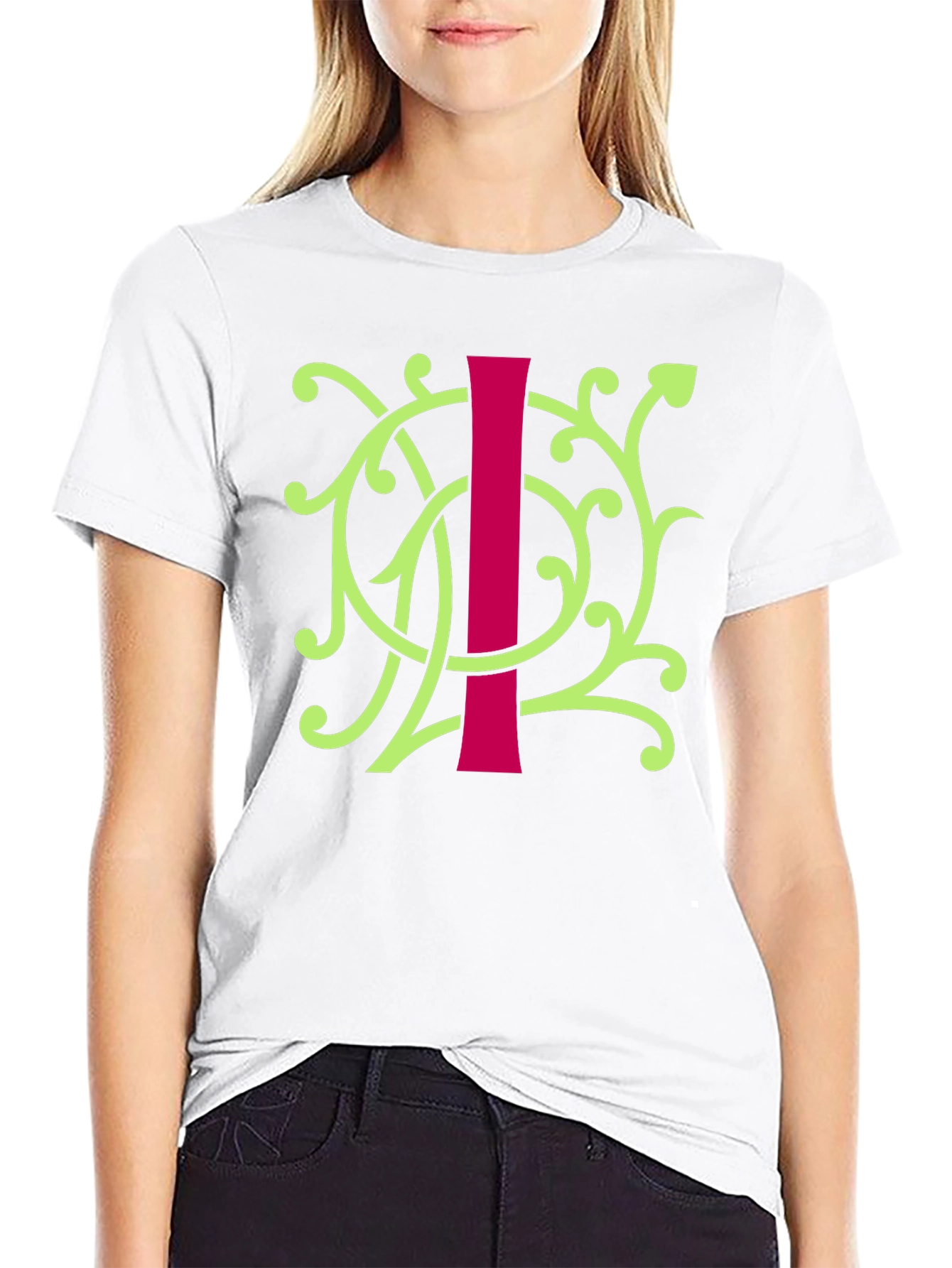 Floral Initial I Graphic Tee - Unique Design