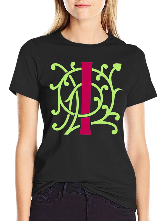 Floral Initial I Graphic Tee - Unique Design