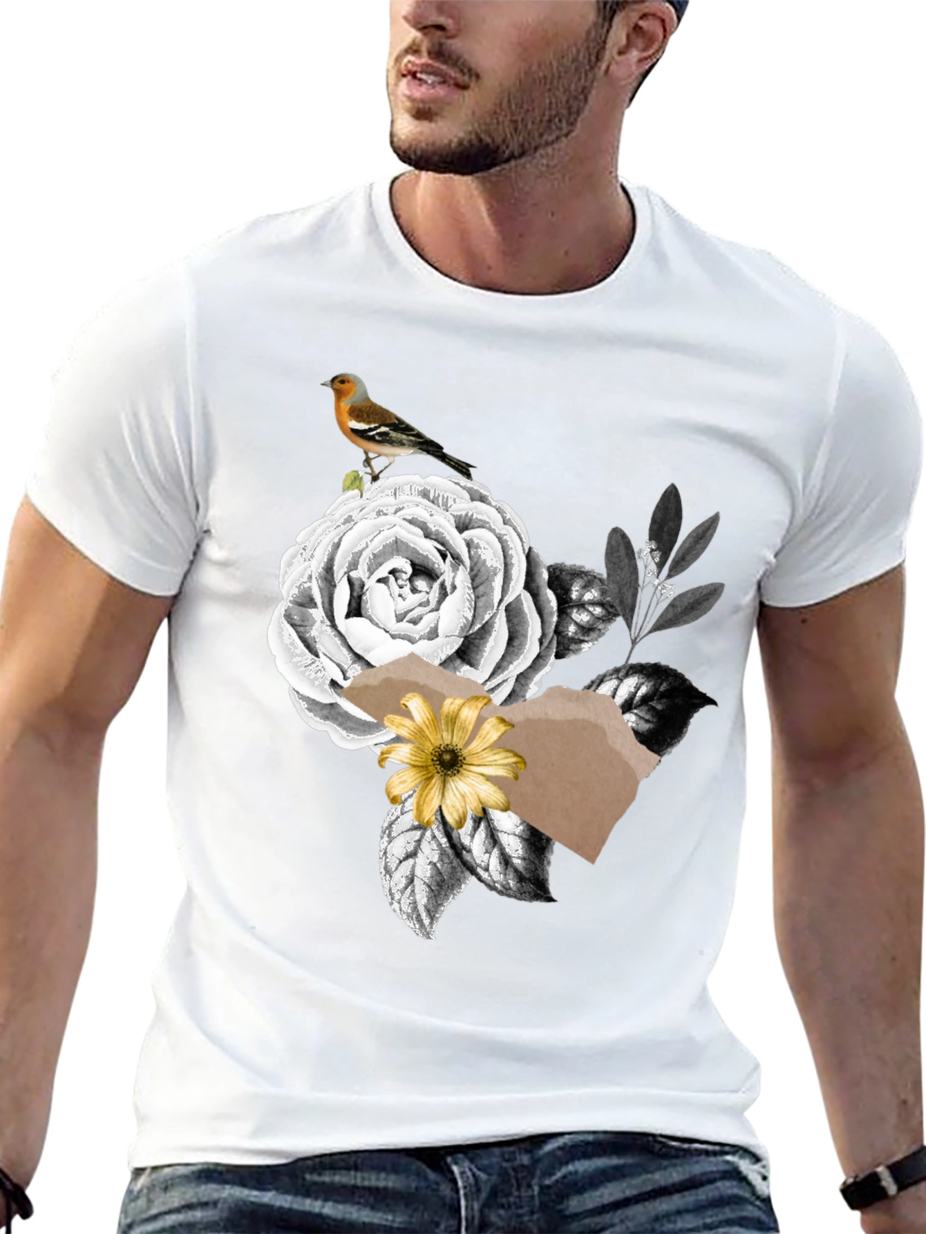 Floral Bird Graphic Print Tee