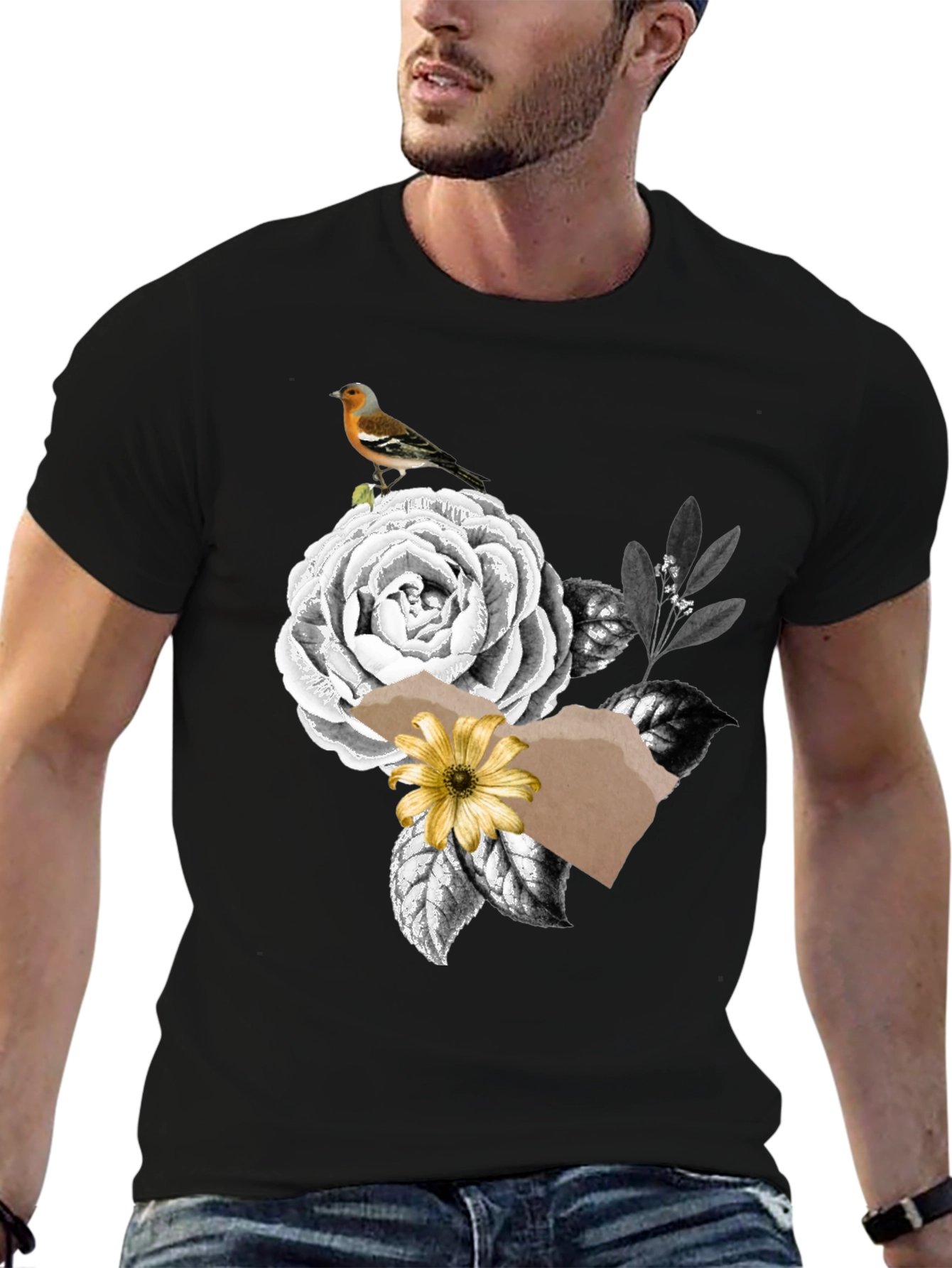 Floral Bird Graphic Print Tee