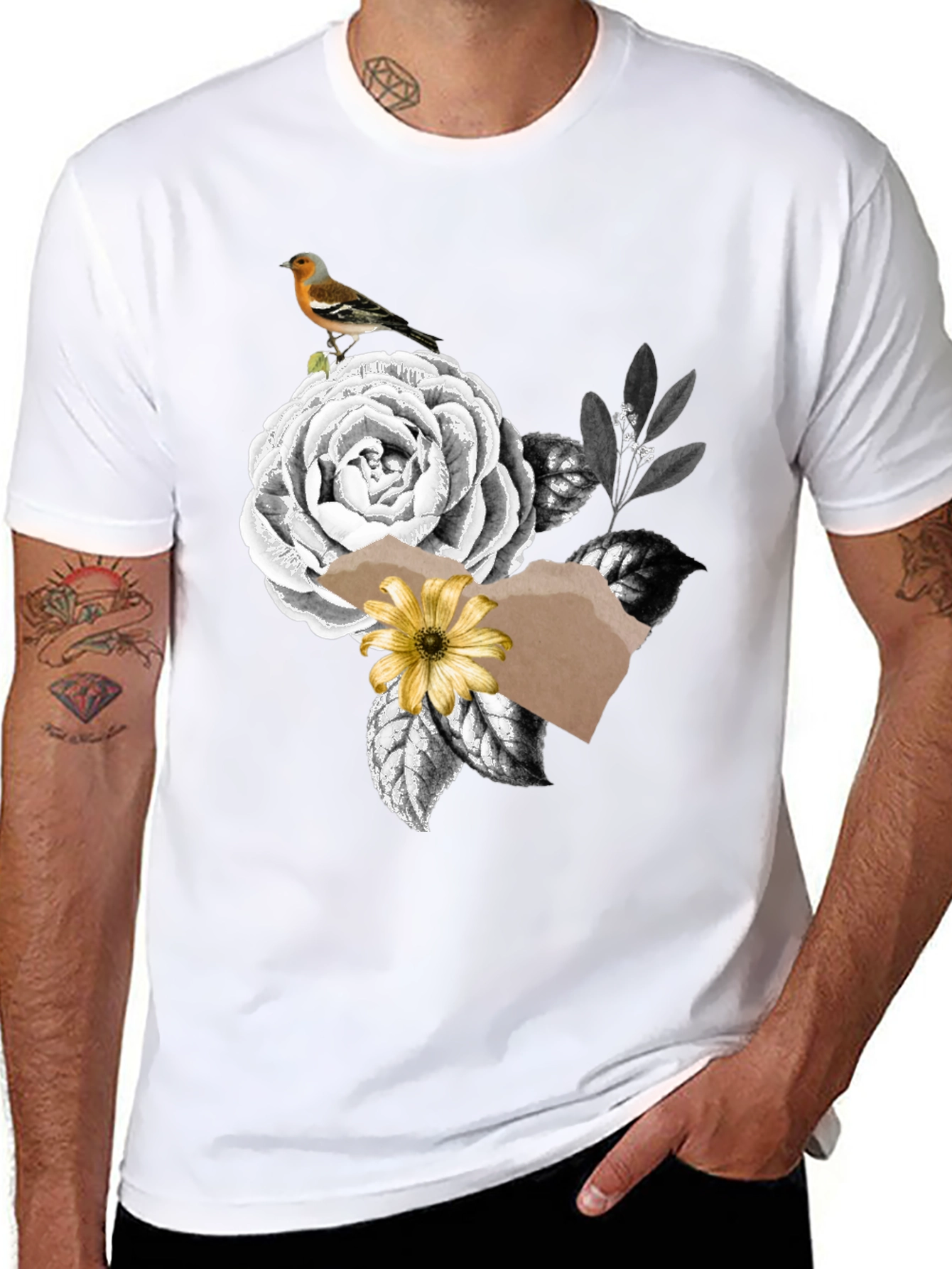 Floral Bird Graphic Print Tee