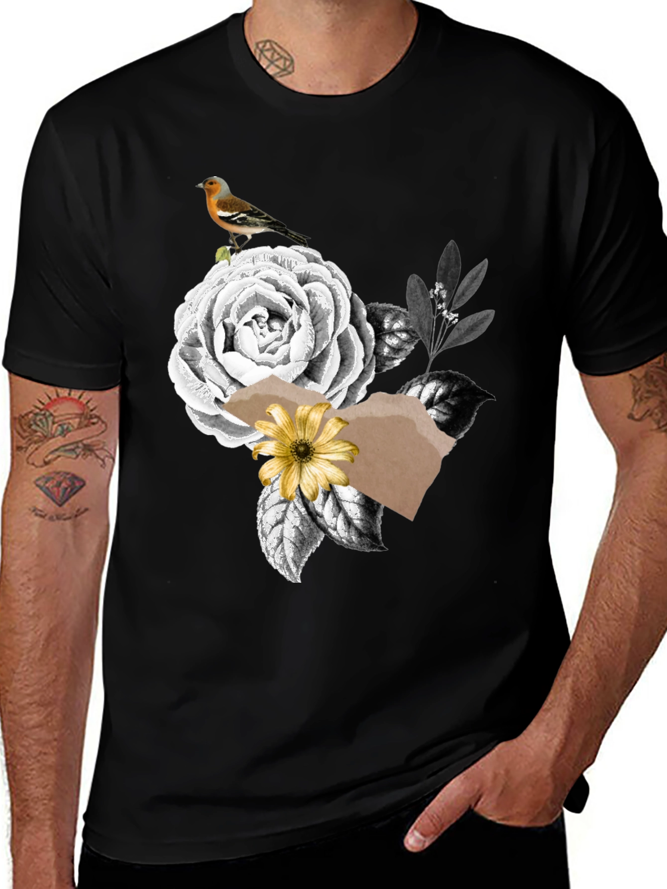 Floral Bird Graphic Print Tee