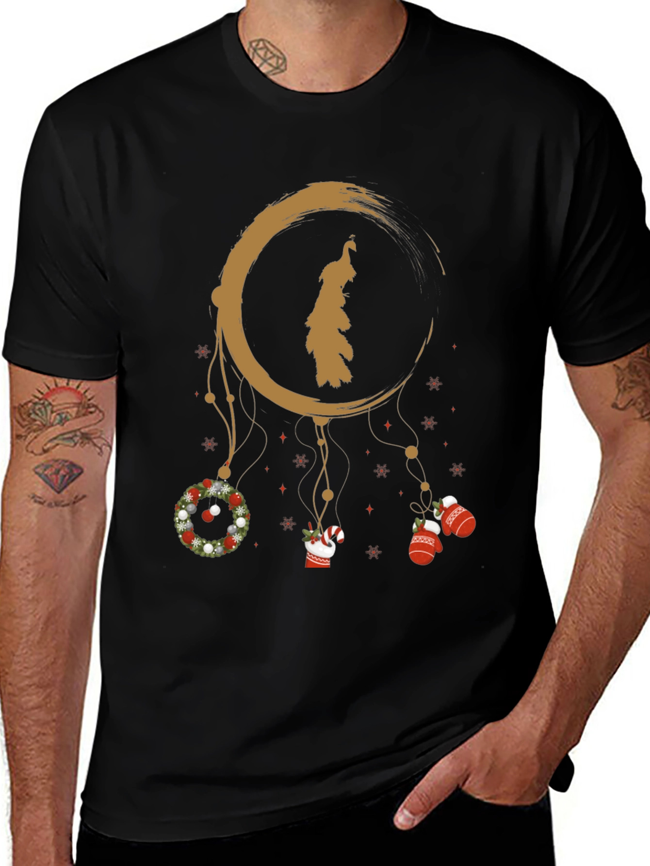 Festive Peacock Dreamcatcher Graphic Tee