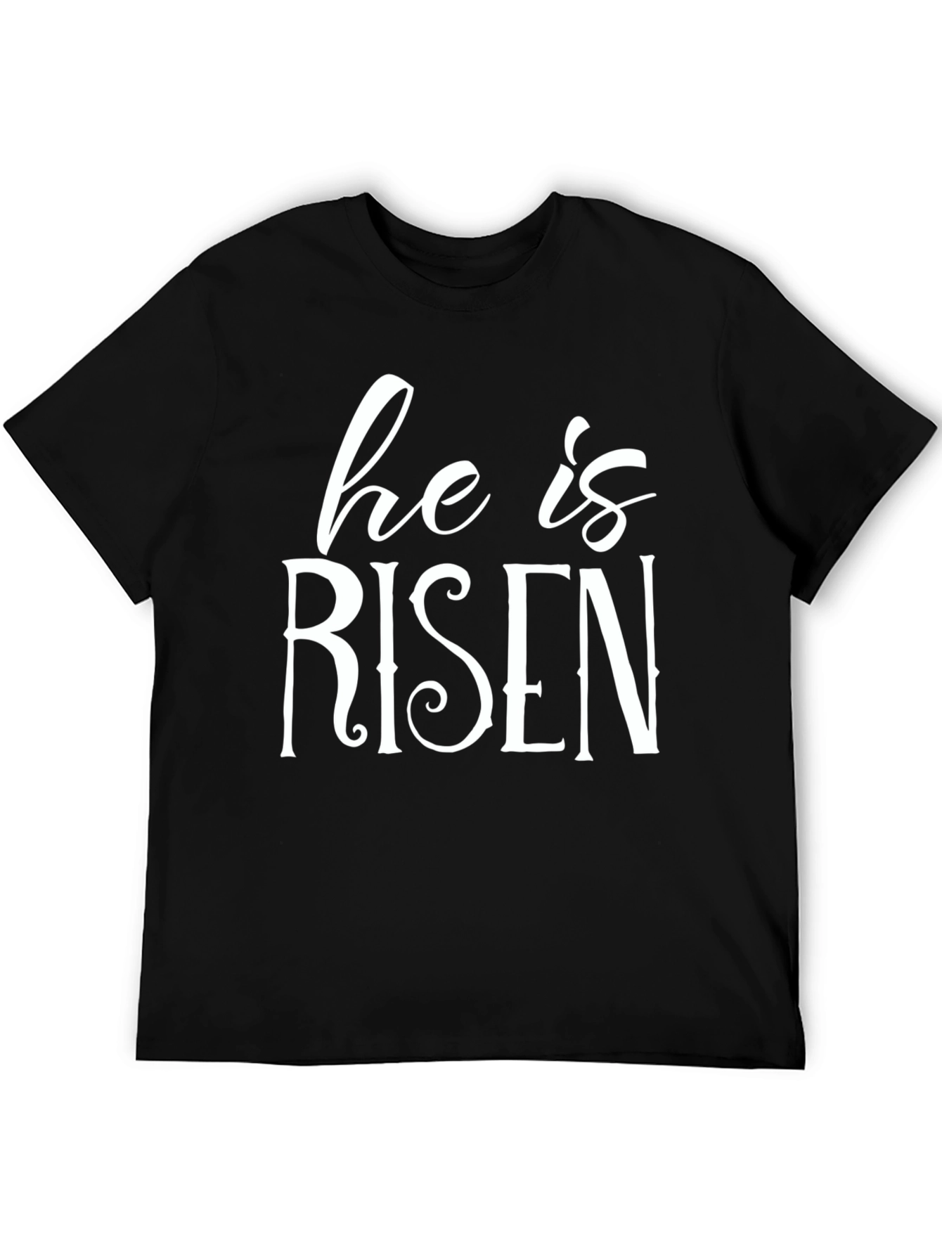 He is Risen Black T-Shirt Easter Holiday Christian Apparel