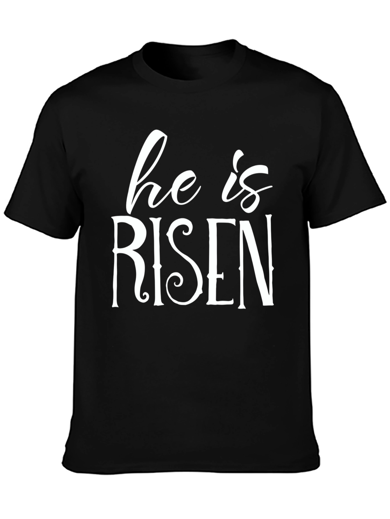 He is Risen Black T-Shirt Easter Holiday Christian Apparel