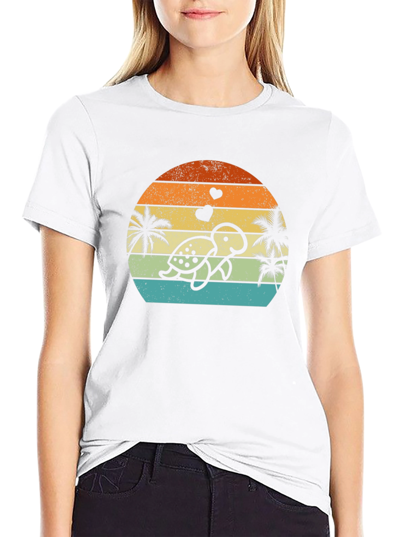 Retro Turtle Sunset Graphic Tee