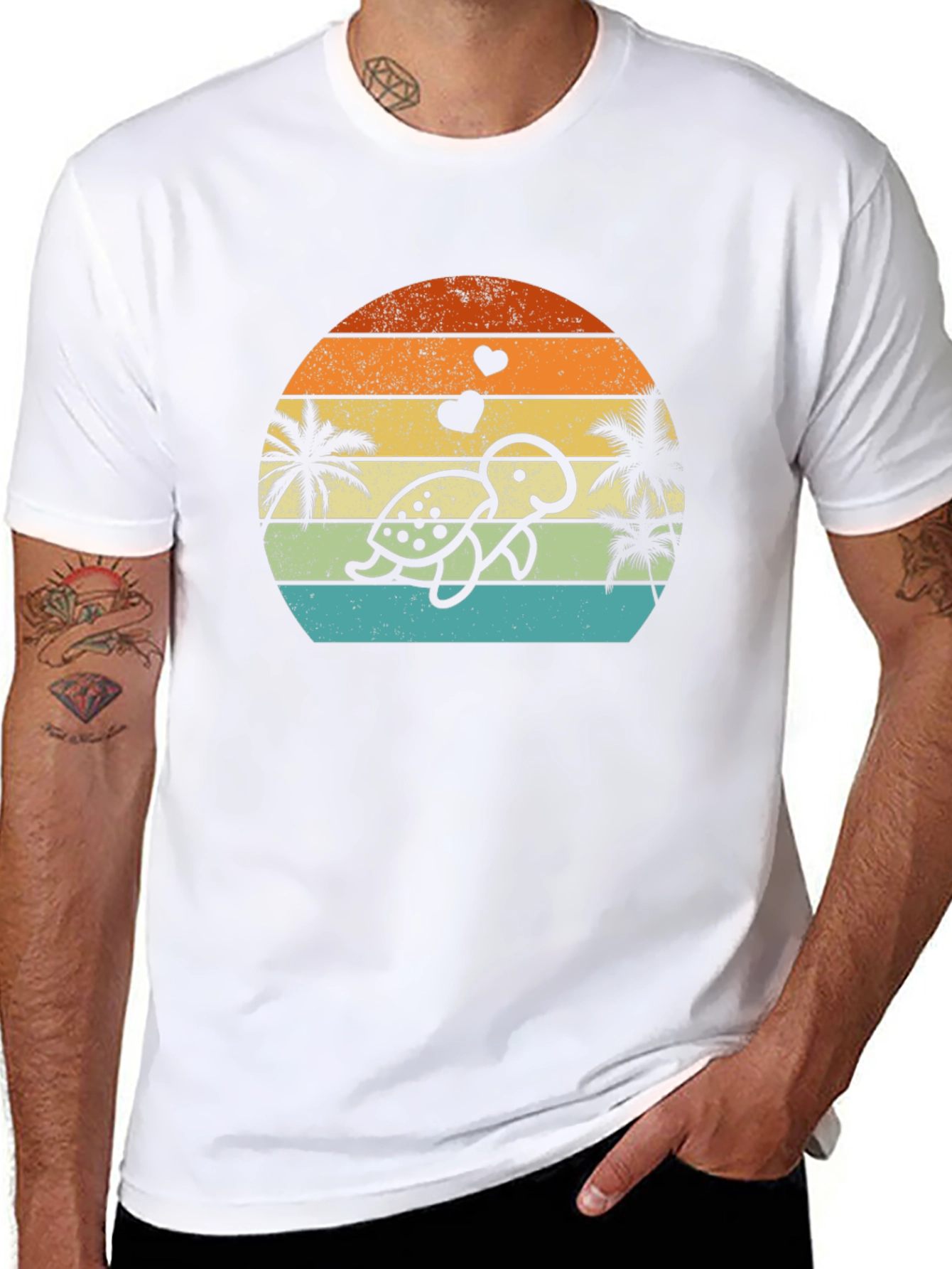 Retro Turtle Sunset Graphic Tee