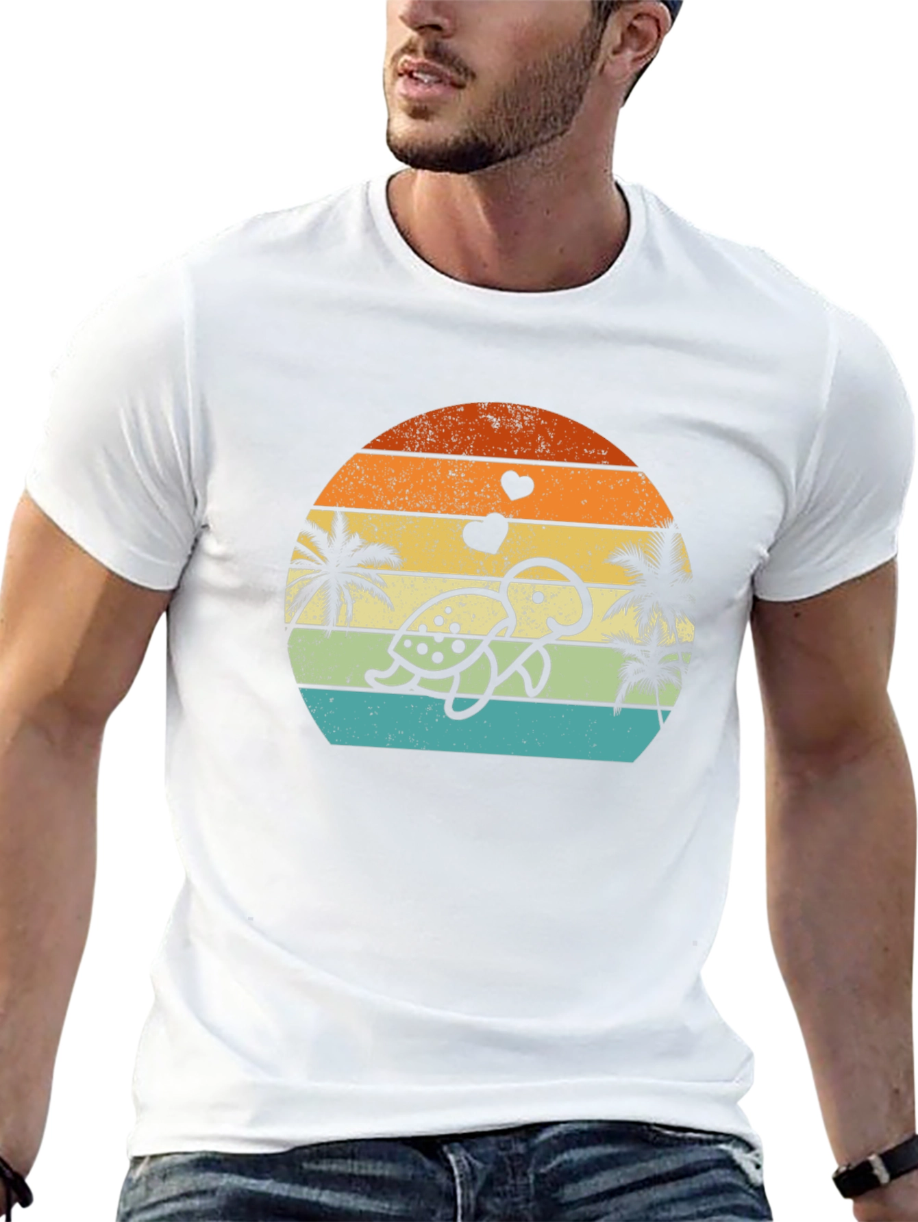 Retro Turtle Sunset Graphic Tee