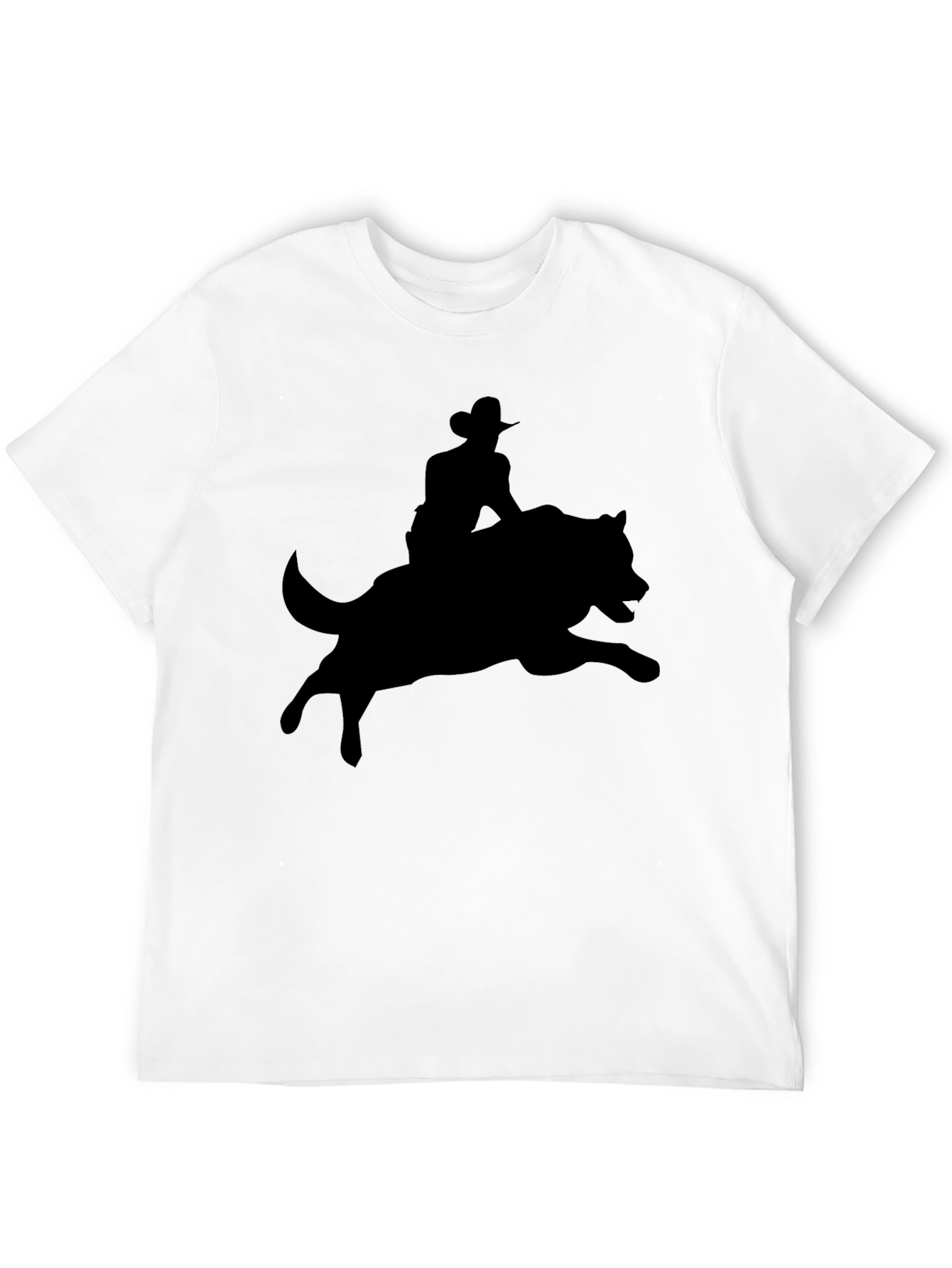 Black Cowboy Riding Wolf Graphic Tee