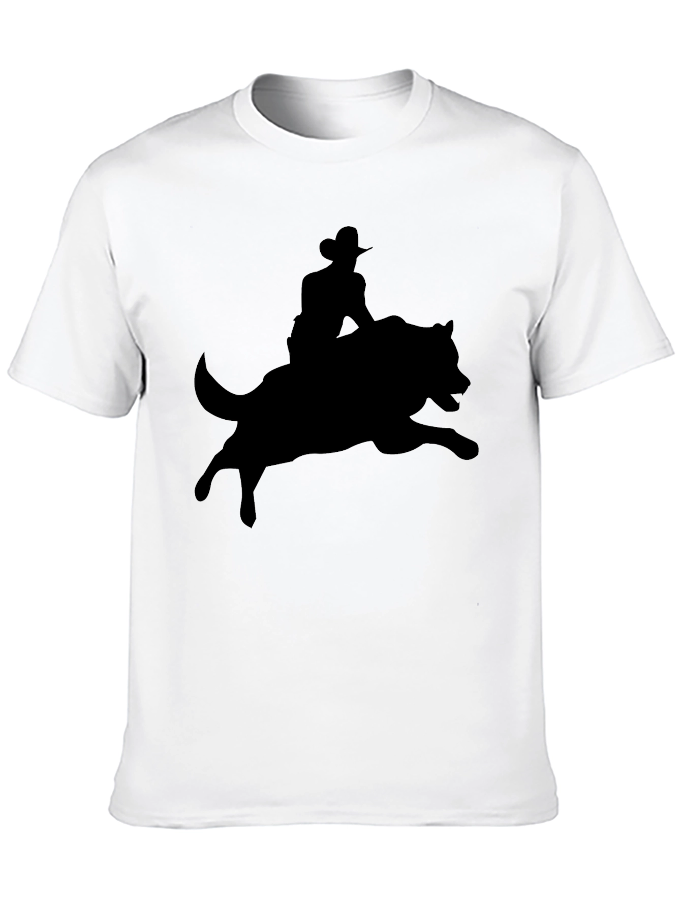 Black Cowboy Riding Wolf Graphic Tee