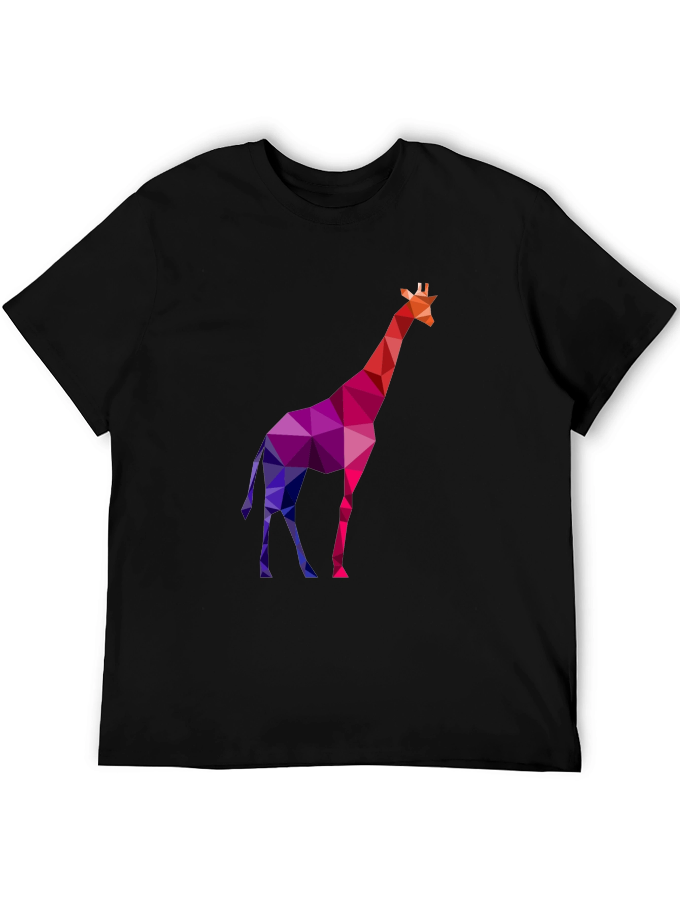 Geometric Giraffe Tee - Modern Mens Black T-Shirt