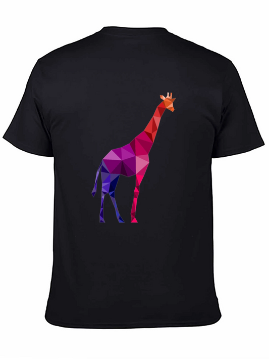 Geometric Giraffe Tee - Modern Mens Black T-Shirt