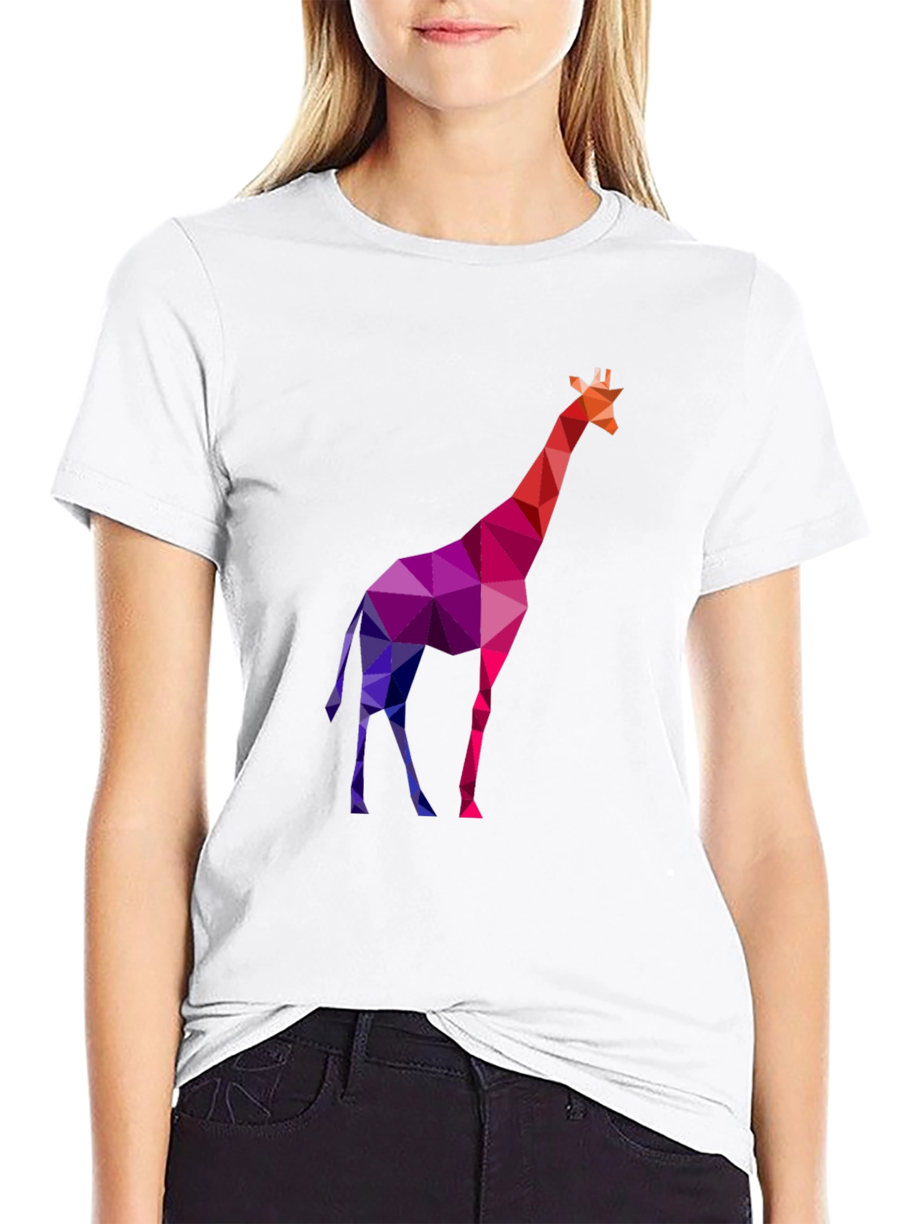 Geometric Giraffe Tee - Modern Mens Black T-Shirt