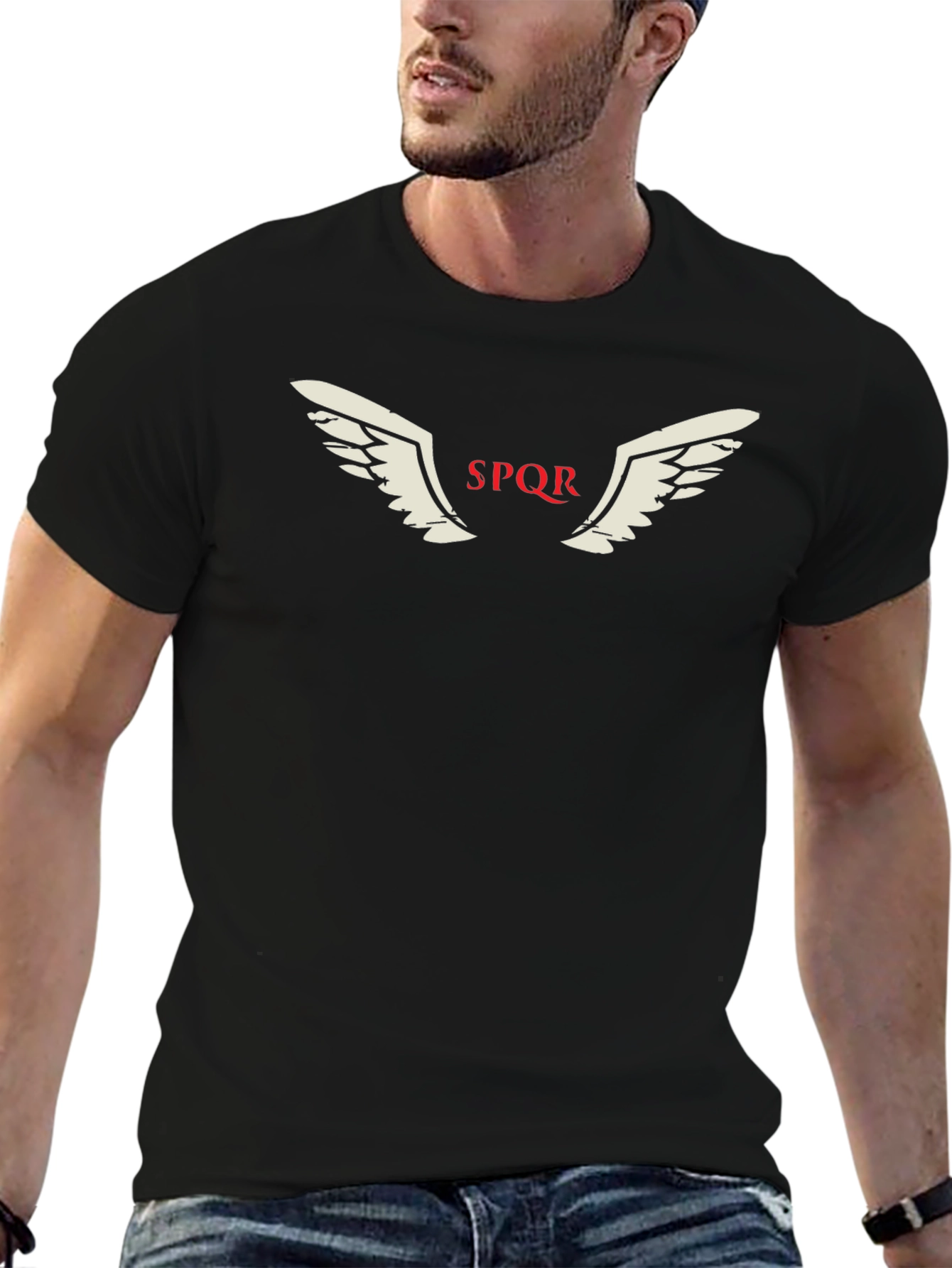 SPQR Wings Graphic T-Shirt - Black