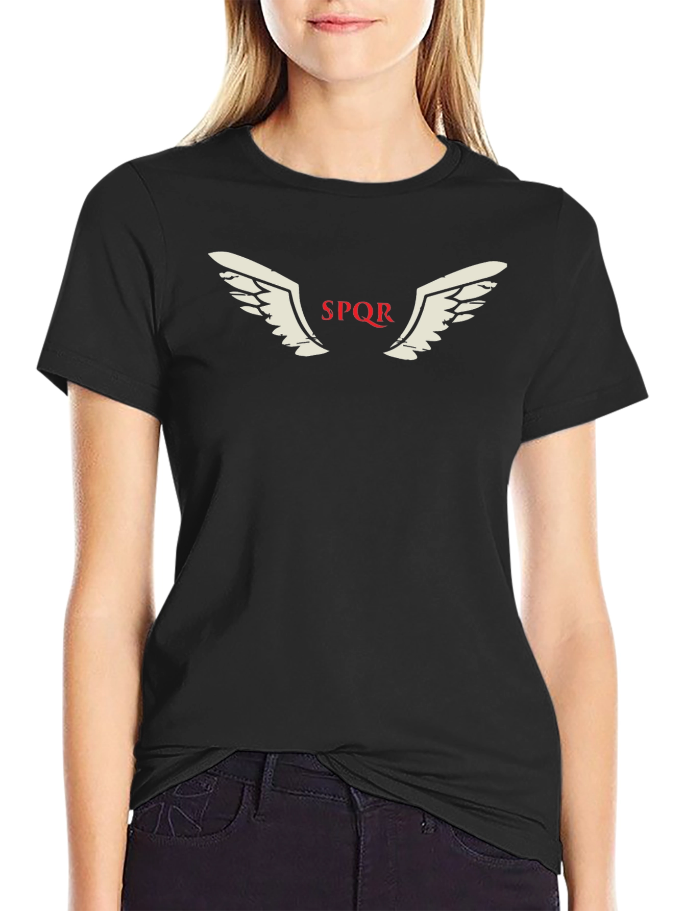 SPQR Wings Graphic T-Shirt - Black