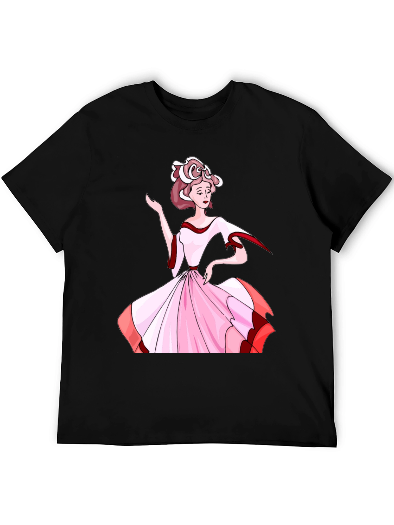 Elegant Woman Print Black T-Shirt