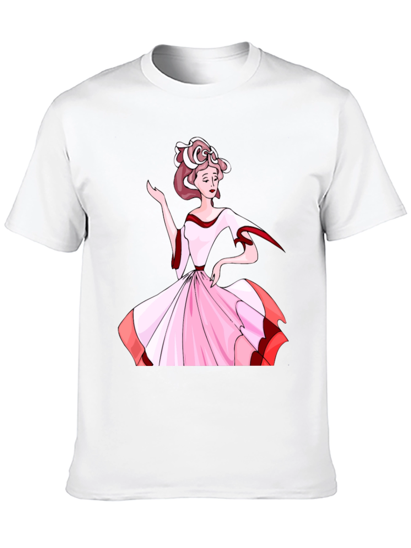 Elegant Woman Print Black T-Shirt