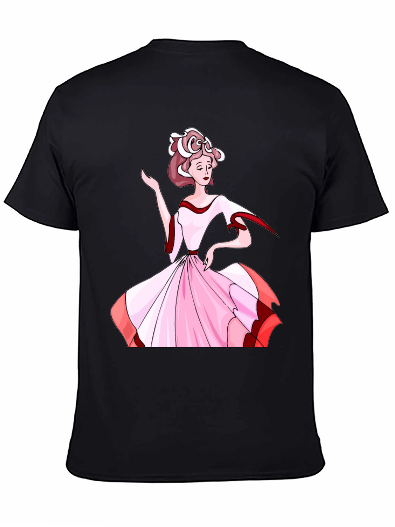 Elegant Woman Print Black T-Shirt