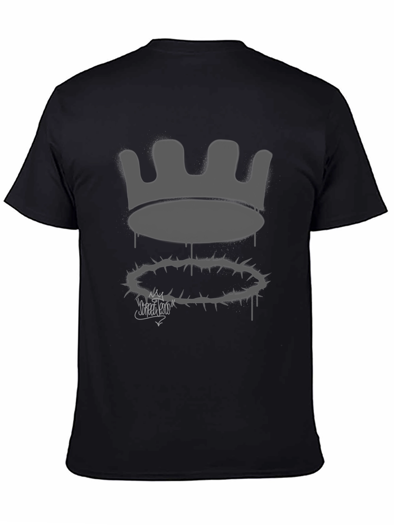 Crown and Thorns Graphic Print Black Tee