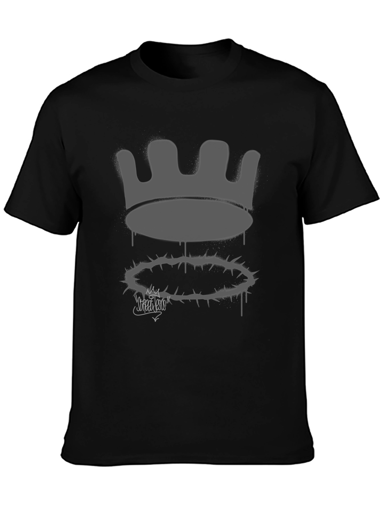 Crown and Thorns Graphic Print Black Tee